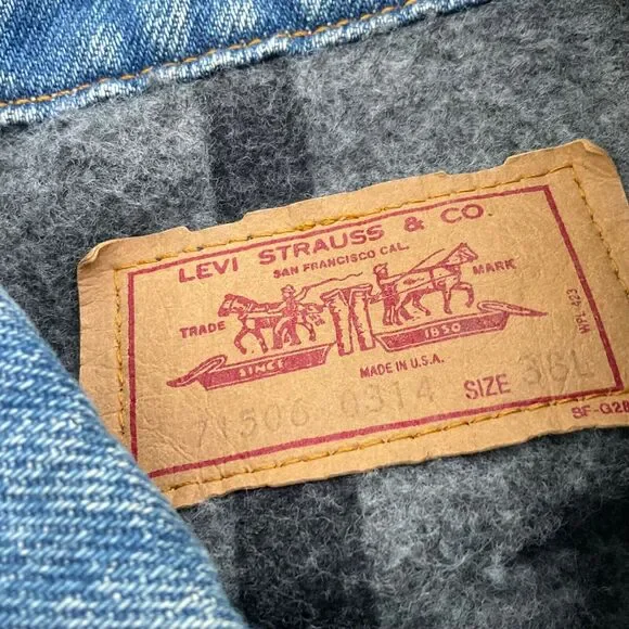 Vintage Levi's Blanket Lined 71506-0314 Denim Jean Trucker Jacket USA Size 36L